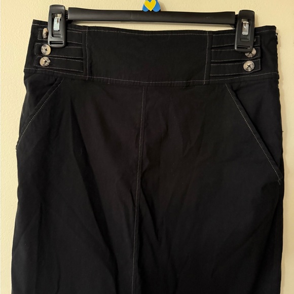 by Anthropologie Midi Straight Skirt, Black with Contrast Stitching, size 4, EUC - Picture 3 of 13